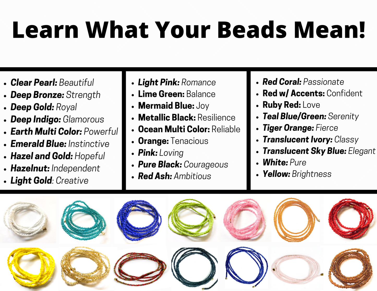 Assorted African Waist Beads! Waist Beads / Necklace / Bracelet / Anklet