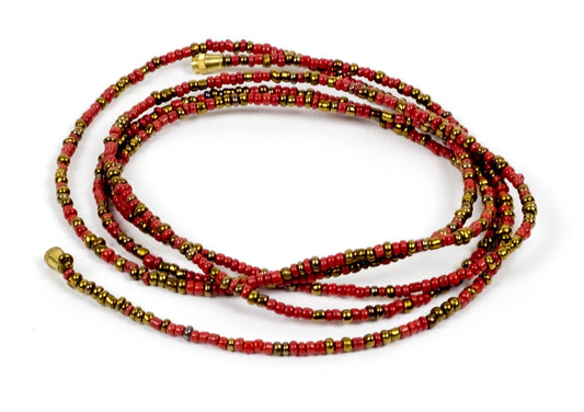 Red W/ Gold Accent! African Waist Beads- African Jewelry, Waist Beads, Belly Chain, Belly Chains - ShopEzeFashionn