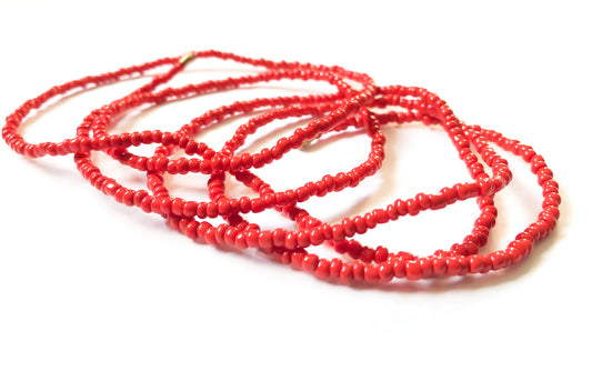Red Coral! African Waist Beads- African Jewelry, Waist Beads, Belly Chain, Belly Chains, Belly Beads - ShopEzeFashionn
